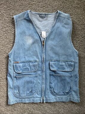 Gitano Vintage Light Wash Denim Utility Vest with Front Pockets